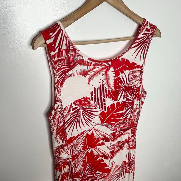 Soft Surroundings Womens Lilo Palm Print Maxi Dress S Red Tropical Resort Wear - Picture 7 of 9